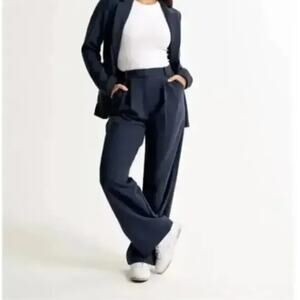 ABERCROMBIE & FITCH Curve Love Sloane Tailored Wide Leg Pant Navy Blue Sz 25 R4